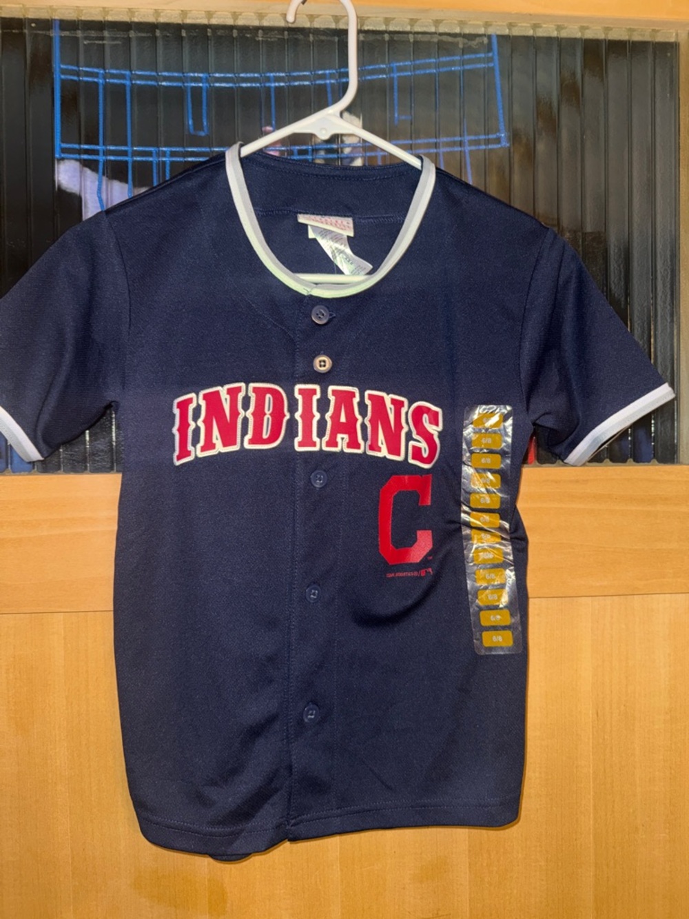 CLEVELAND INDIANS Sewn/Embroidered MLB Blue Baseball Jersey: KIDS M 6/8